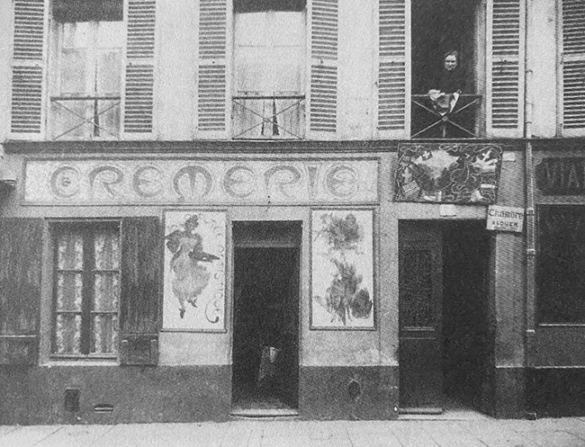 Undated exterior photo of the the crèmerie Chez Charlotte (Crombie 1998, 53)