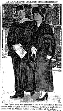 Photo of Helen Rogers Reid at Lafayette College Commencement, where she received an honorary Doctor of Humane Letters degree. The New York Times, June 7, 1941, p. 7. ProQuest Historical Newspapers.