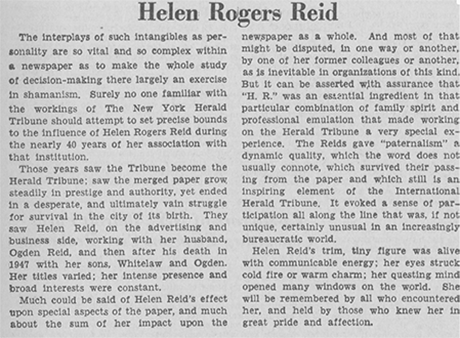 A tribute to Helen published right after her death in the European edition of the Herald-Tribune, July 29, 1970, p. 4. Gale Primary Sources. 