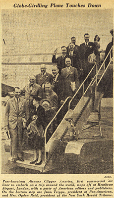 Helen Rogers Reid and other distinguished travelers. Photo published in the New York Herald Tribune (European edition), June 24, 1947, p. 6 of weekly travel section. Gale Primary Sources.