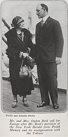 Photo of Helen and Ogden Reid printed in Vogue, July 1, 1924, volume 64, issue 1, p. 55. ProQuest. 