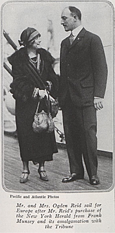 Photo of Helen and Ogden Reid printed in Vogue, July 1, 1924, volume 64, issue 1, p. 55. ProQuest. Photo of Helen and Ogden Reid printed in Vogue, July 1, 1924, volume 64, issue 1, p. 55. ProQuest.