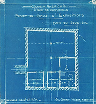 Charly Knight, Blueprint for the basement below the Salle d'Exposition. RH archives
