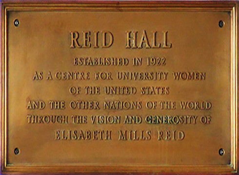 Plaque honoring Elisabeth Mills Reid, ca. 1932