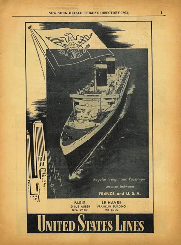 Image of the SS United States. New York Herald Tribune Directory, 1954