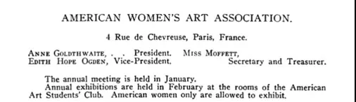 Anne Goldthwaite served as President of the Association in 1911