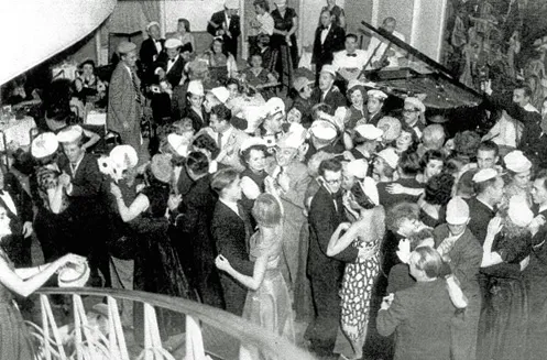 Ball aboard the SS Ile de France, Smith College group of 1950-1951. Grossman. Smith Archives