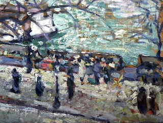 Mildred Burrage, "Left Bank, Paris," ca. 1910-1911, oil on panel. Portland Museum of Art.