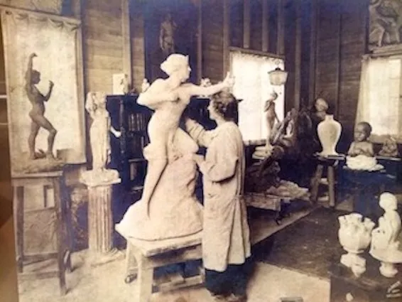 Mary Elizabeth Cook in her studio, n.d. Ross Historical Society.