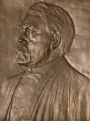 M. E. Cook, Bronze relief of Supreme Court Justice Woods. Thomas J. Moyer Ohio Judicial Center, Supreme Court of Ohio, 1930's