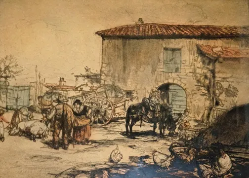 Untitled by Armand Coussens, engraving on paper, undated. RH Archives