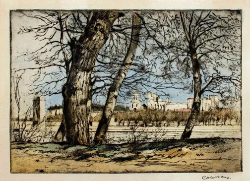 "Le Rhone a Avignon", Armand Coussens, 1910, hand etching
