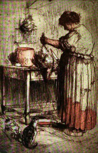 "La femme au poulet", Armand Coussens, ca. 1921, print (Salaman 221)