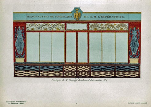 Dagoty storefront at 4 Bd. Poissonnière. Hector Lefuel, Boutiques Parisiennes du Premier Empire, 1925.