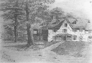 Blanche Dillaye, etching of Edward Fouke's house, n.d.