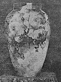 Lucille Douglass, vas with pink roses, reproduced in the Birmingham Post Herald, 29 July, 1906, p, 18
