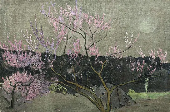 Florence Esté, "Pêcher en fleurs," oil on canvas, n.d.