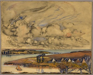 Florence Esté, "Le Matin, Novembre," n.d., Gouache with charcoal and graphite on tan wove paper. Art Institute of Chicago, gift of the artist