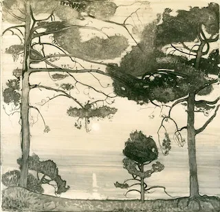 Florence Esté, "Harvest Moon," c. 1916, watercolor. PAFA