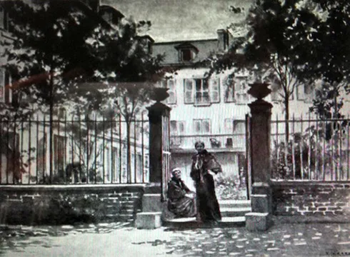 Drawing of Reid Hall seen from its second garden, n.d.