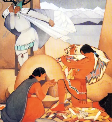 Mary Green Blumenschein, "Acoma Legend," oil on canvas, 1932. Trenton, ed., p. 156.