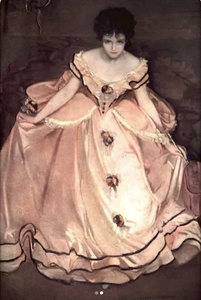 Mary Green Blumenschein, "The Curtsy, oil on canvas, c. 1913, posted on Instagram by Victoriana Brooke