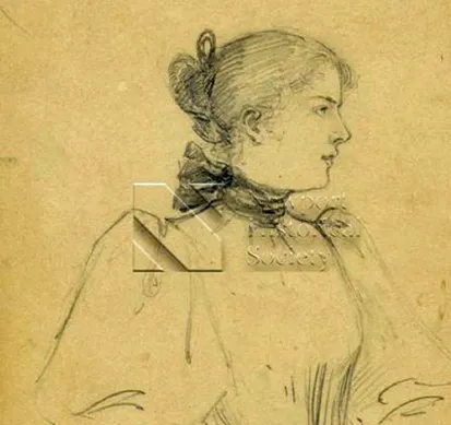 Maud Hamm [should be Maud Stumm], "Caroline Minturn Hall", 1895, pencil drawing, Newport Historical Society 