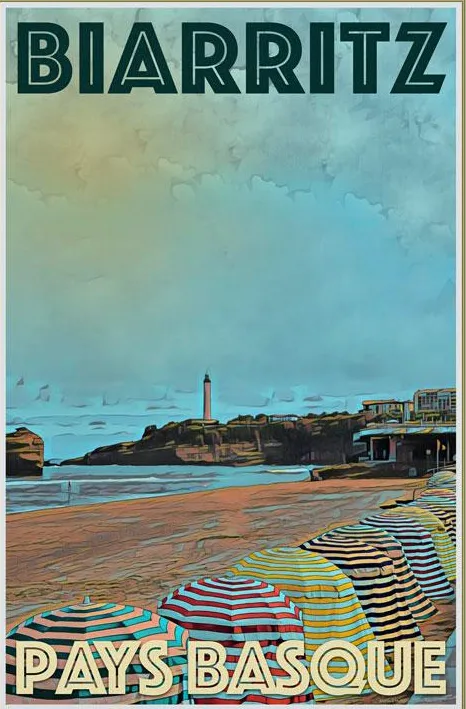 Biarritz, vintage poster. https://myretroposter.com/products/grand-plage-biarritz