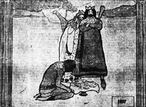 Florence Lundborg, detail of the fresco in the restaurant Chez Henriette. Image retrieved from the San Francisco Chronicle, September 2, 1900, 26-27.