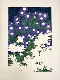Edna Boies Hopkins, Asters and Dahlias. Hopkins, Edna Boies. [Asters]. 1900-1915, Bibliothèque de l’INHA, Paris. Color woodcut