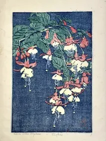Hopkins, Edna Boies. Fuchias. 1900-1915, Bibliothèque de l’INHA, Paris. Color woodcut.