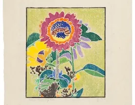 Hopkins, Edna Boies. Sunflowers Against a Green Ground. 1915-1916. Color woodcut. Cincinnati Art Museum, 