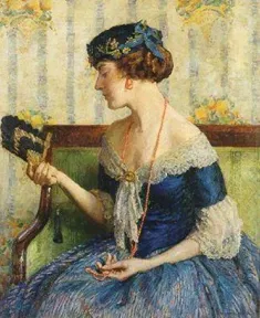 Lee Lufkin Kaula, "The Black Fan," undated, oil on canvas. American Gallery.wordpress.com.