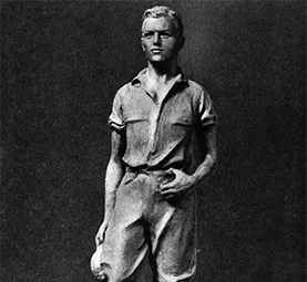 Anna Ladd, "The Aviator," n.d., bronze. Figure for the memorial fountain in Hamilton, Mass. In commemoration of Samuel P. Mandell killed in France in 1918. See, The Work of Anna Coleman Ladd