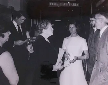 Dorothy F. Leet, center, Jacques Cousteau, right, 1971. Photograph retrieved from the RH archives.