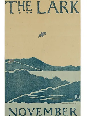 Florence Lundborg, poster, woodcut printed in colored ink, 1894. Image retrieved from the Detroit Institute of Art.