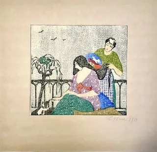 Ethel Mars. "Au Balcon," etching, n.d.