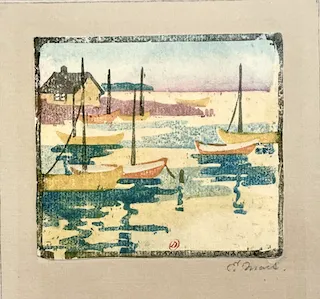 Ethel Mars. "Bâteaux de pèche," etching, n.d;