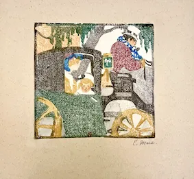 Ethel Mars. "Cocher Paris" etching, n.d.