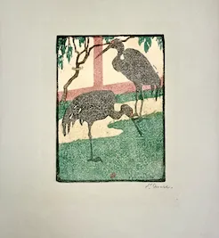 Ethel Mars. "Cranes" etching, n.d.