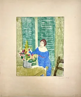 Ethel Mars. "Les volets verts," etching, n.d.