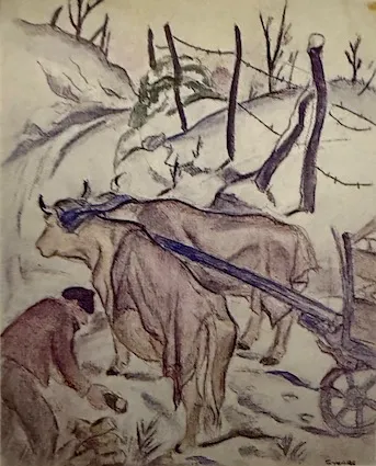 Ethel Mars, farmer (untitled), mixed media, c. 1930s-1940s. Ryan, p. 18