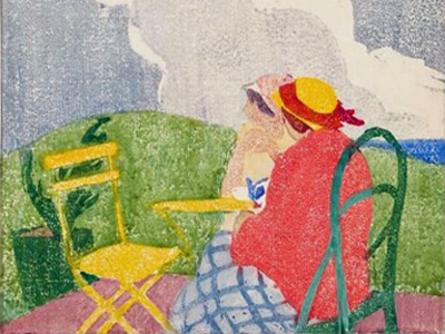 Ethle Mars, “La Terrace,” ca. 1913, woodcut print on paper, The Whitney.