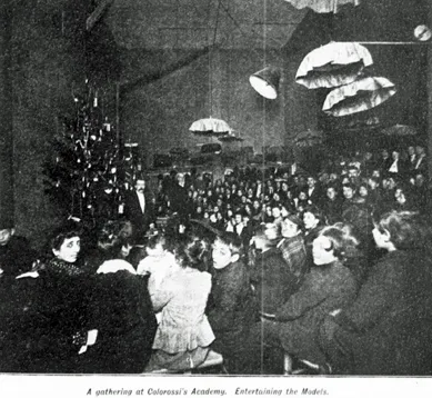New Year's celebration for Italian models at Colarossi (Pall Mall Magazine, January 1912, volume 49, no. 225, 79)