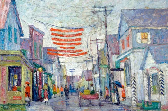 Nancy Maybin Ferguson, "The Red Banner," oil on canvas, c. 1913