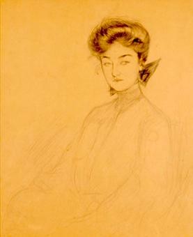 Gertrude Partington, "Portrait of a Lady, drawing, n.d. Invaluable