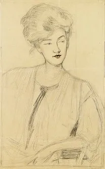 Gertrude Partington, Portrait of a woman, drawing, c. 1900. Invaluable
