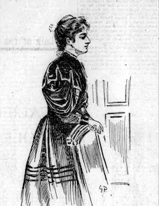 Gertrude Partington, illustration for an article on the Tilden trial. The Examiner, February 6, 1895, pp. 9-6