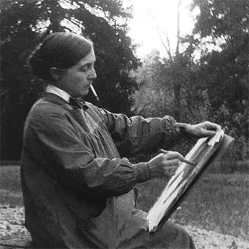 Jane Poupelet drawing outdoors. Rivière 38