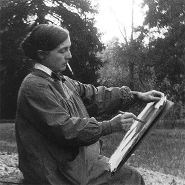 Jane Poupelet drawing outdoors. Rivière 38